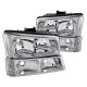 Lumen® 87-1001134 - Chrome Euro Headlights with Turn Signal/Parking Lights for Chevy Silverado 1500 2004