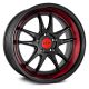 F1R- F102 Black w Red Lip 18x8.5, +38 , 5x114.3, Single Rim